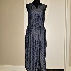 Petite Blue Dot Cinch/Tie Waist Maxi Dress - Chico's 2/Large